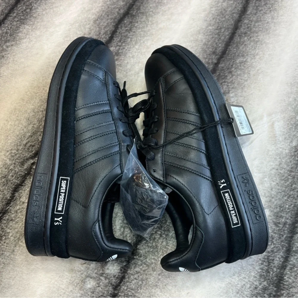 Y’s by Yohji Yamamoto Y’s adidas Wedge Stan Black Leather Sneakers